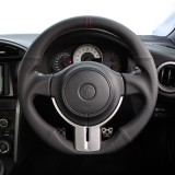Real D Shape All Leather Black Red Euro Stitch Steering Wheel